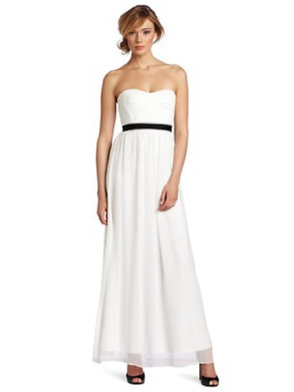 BCBG MaxAzria Amber Cascade Strapless Silk Gown Dress